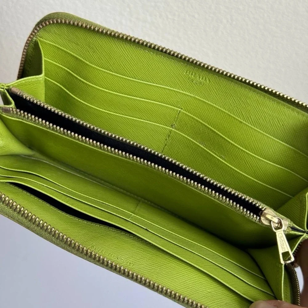 PRADA Tessuto Nylon Zip Around Wallet Green - Picture 9 of 14